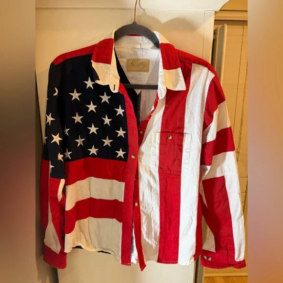 Scully Red, White, and Blue button down shirt. Youth XL. - Picture 1 of 4